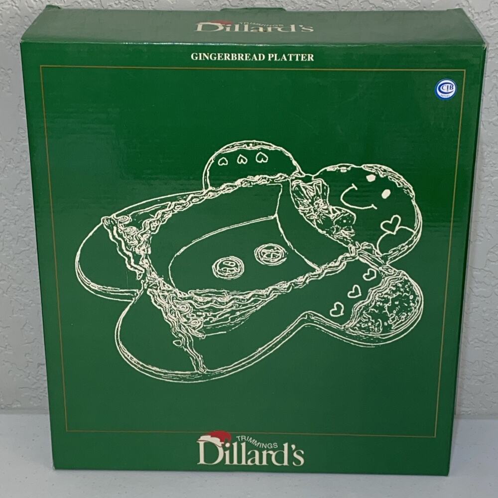 VTG Dillards Pottery Hand Painted Gingerbread Platter Christmas Serving Dish NEW